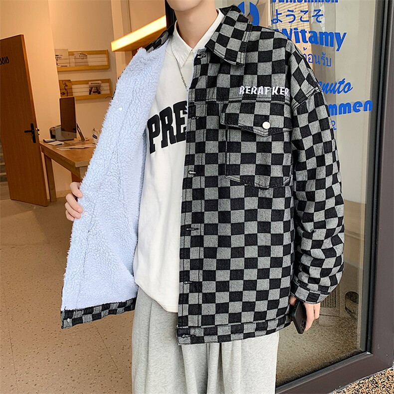 秋冬季加绒加厚牛仔棉衣男潮流ins宽松羊羔毛夹克外套W2154-P83,男装夹克,星座512-2