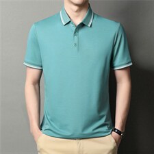 爸爸夏装短袖t恤中老年冰丝中年人polo衫男士夏季爷爷男装，男装T恤，电商B212（原钱塘6029）
