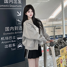抖音得物高品质秋冬美式高街重磅结构辑明线纹理连帽卫衣外套W111，男装卫衣，电商A486