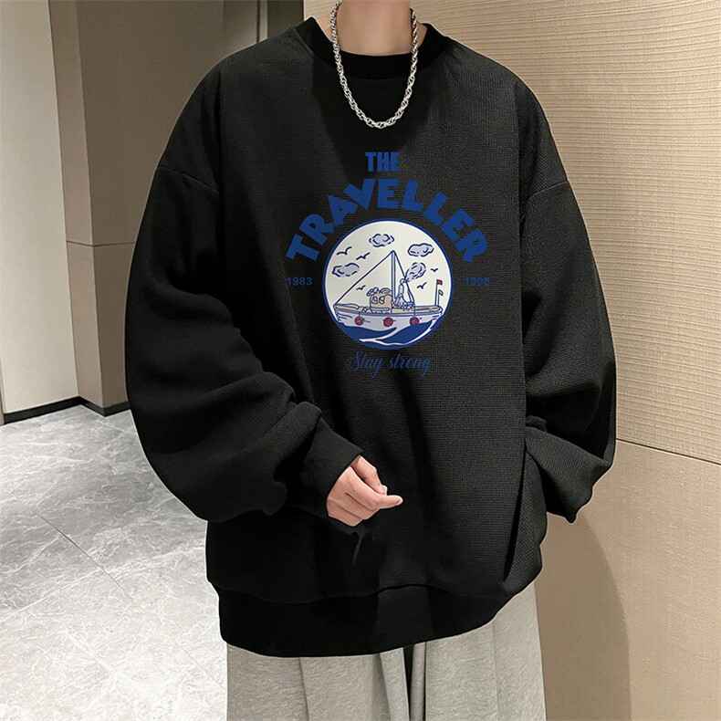 5XL华夫格卫衣男大码胖子圆领长袖t恤HW76410-P30,男装T恤,电商A040