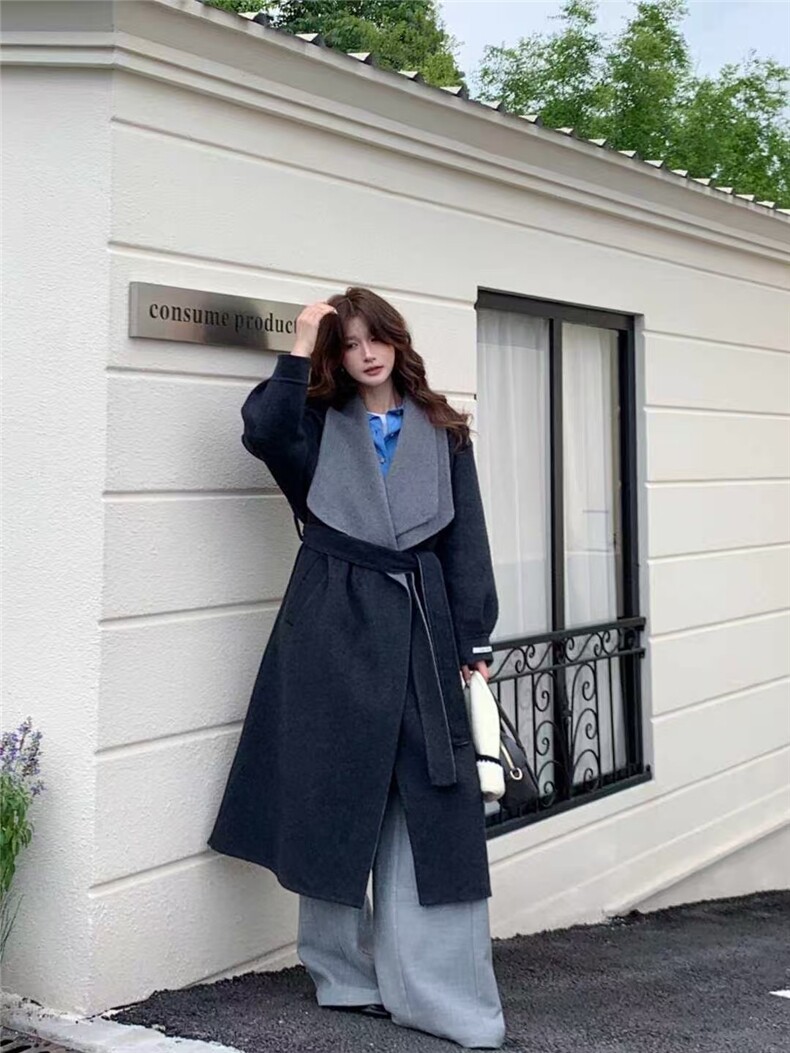 新款气质修身女士神款双面羊毛大衣,女装双面呢大衣,依嘟服饰