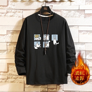 TX3097-P25加绒P35纯长袖t恤男大码圆领打底衫体恤上衣服