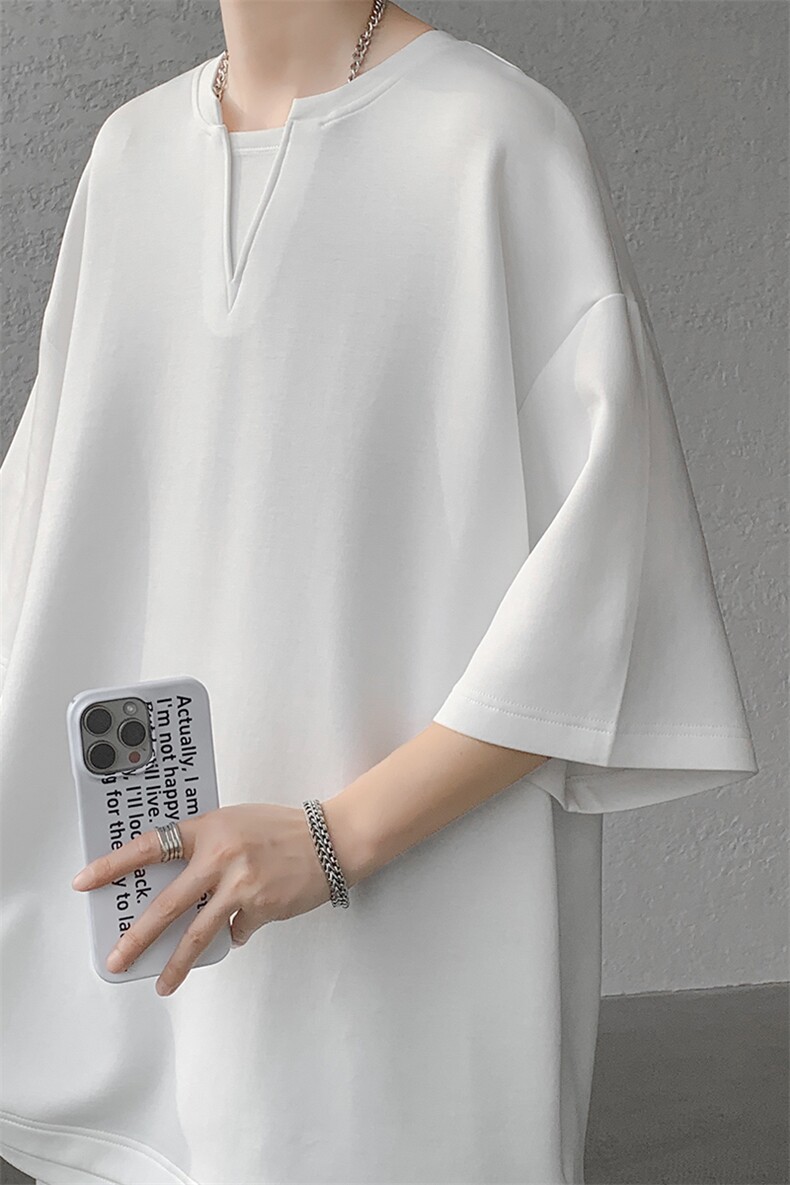 8XL-M特大码短袖男假两件五分袖高品质空气层宽松上衣DX321P35,男装T恤,电商D206-1