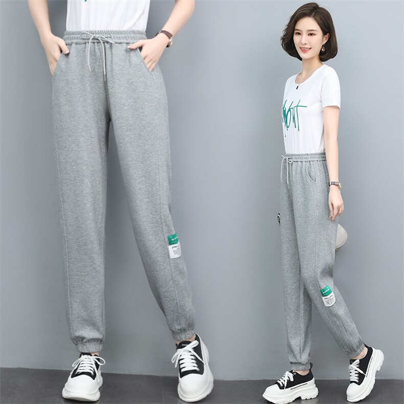 长期现货，运动裤女秋季新款宽松休闲裤2022新款纯色显瘦长裤,女装休闲裤,涵誉
