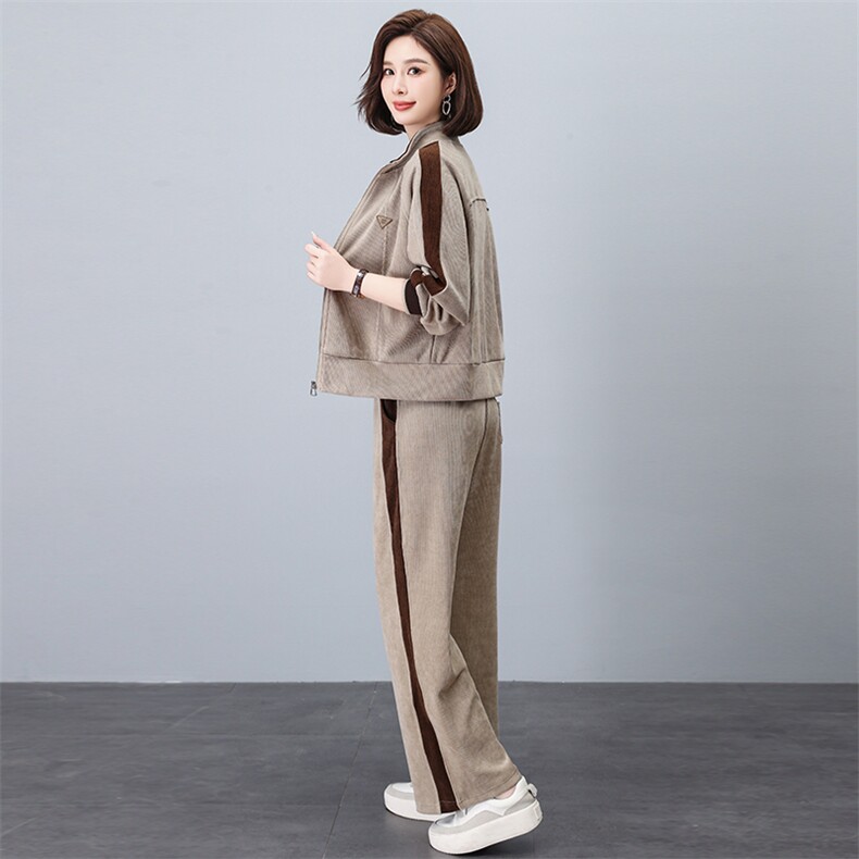 时尚休闲套装女春秋季2024新款秋装妈妈高端洋气阔腿裤两件套,女装套装/套裙,忆绮罗