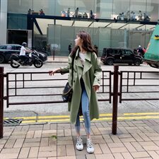 现货秋季新款2色！双排扣系带风衣外套207-8653-P125控178，女装风衣，卡莱