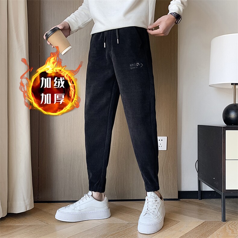 加绒休闲裤 男士秋冬新款博奥绒加绒保暖长裤潮901K126加绒P68图片