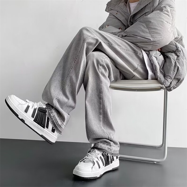 烟灰色牛仔裤男直筒修身欧美潮牌vibe男生休闲秋冬长裤23008-p56,男装牛仔裤,星座1008