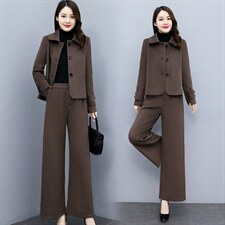 罗得堡2023冬装新款呢料外套套装7021，女装套装/套裙，罗得堡