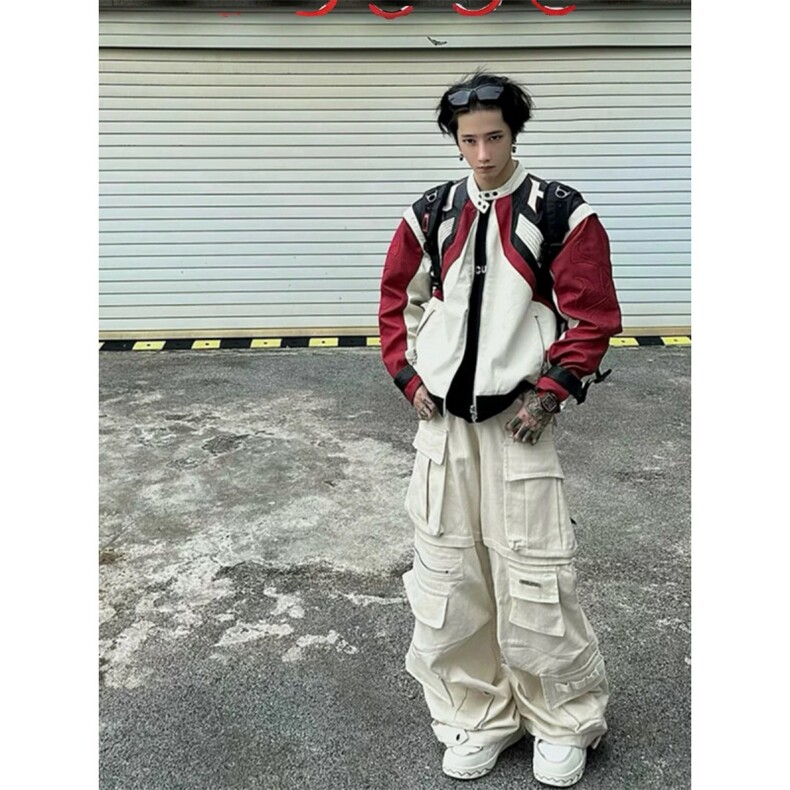 706-1-JK325-P108特P秋季欧美风短款拼接赛车服外套痞帅夹克,男装夹克,星座706-1