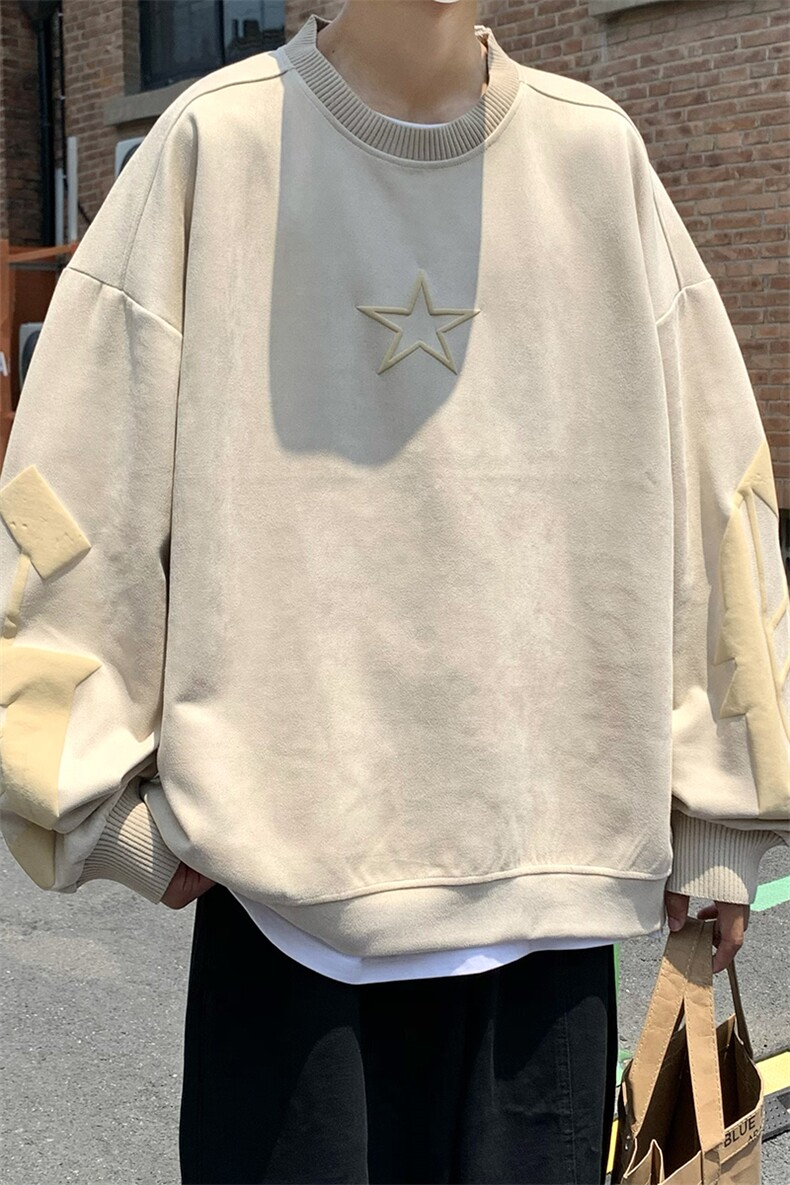 22秋新款麂皮发泡印花宽松休闲oversize套头卫衣B266-Y605-P60,男装卫衣,星座B257-1