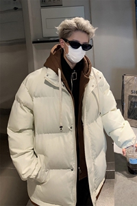 冬季棉服新款 D4134-TP75不 百搭宽松男女可穿假两件撞色棉衣图片