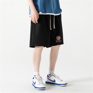 HD74237-P22 华夫格短裤男大码宽松五分裤男直筒中裤图片