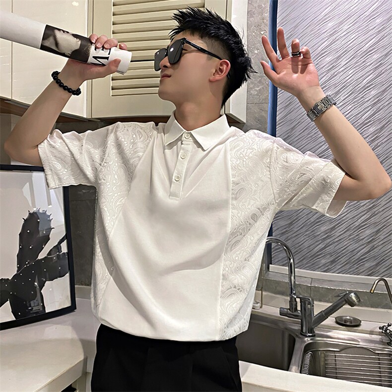 AT132/P58控78夏季社会小伙百搭套头痞帅高级感潮流短袖T恤男黑首,男装T恤,星座305B-1