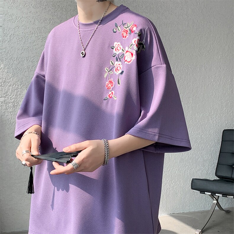 DSA059-T10023-特批25夏季高品质菠萝格短袖宽松大码五分袖T恤,男装T恤,电商A059
