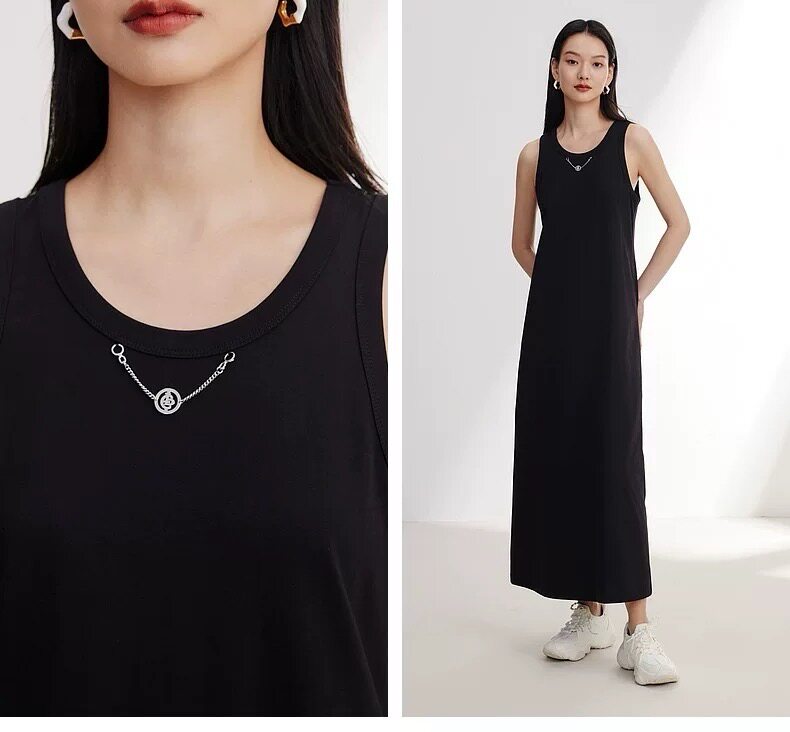 女装T恤裙纯棉小黑裙无袖背心连衣裙秋冬2025新品,女装连衣裙,泰合衣坊
