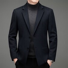 羊毛西服秋季新款中老年茄克衫爸爸装休闲男装外套MNSAA215-P345图片