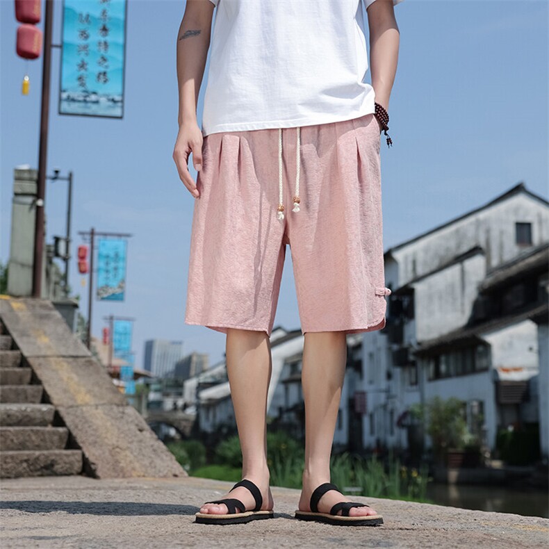 新中式提花盘扣宽松休闲五分裤803-P55,男装牛仔裤,星座816A（原B366）