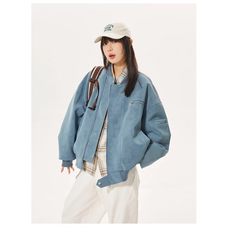 美式复古PU皮棒球服外套男秋冬季痞帅潮牌宽松休闲百搭飞行员夹克,男装夹克,星座1210-1