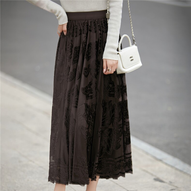 2025年秋季中长款中腰百时尚百搭半身裙，女装半身裙，朝贺羊绒