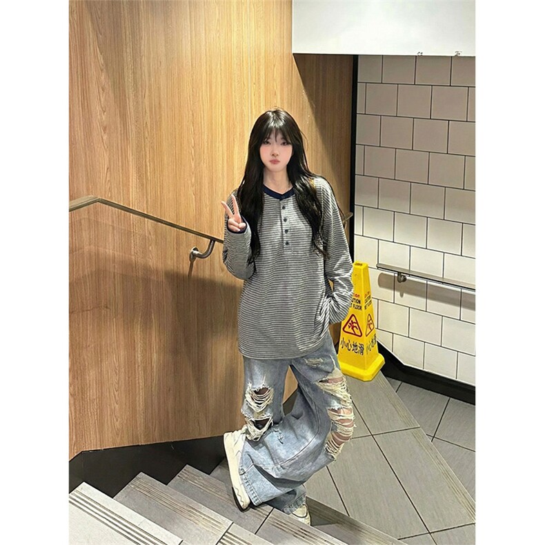[网图]春季休闲长袖T恤撞色细条纹半开亨利领男C61328-TP3569,男装T恤,电商A102