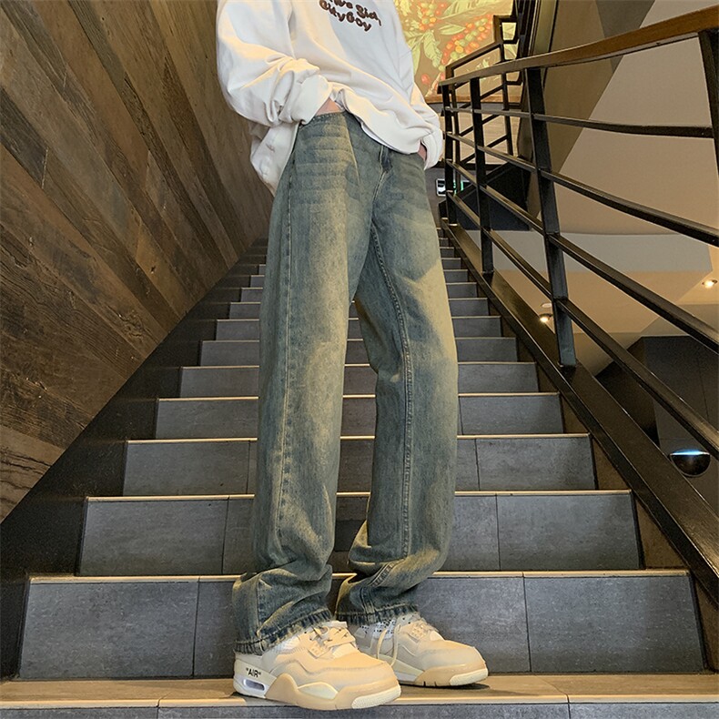 主推差价大抖音高品质现货黄泥色牛仔裤宽松GK01-P60限价78,男装牛仔裤,星座310A-1