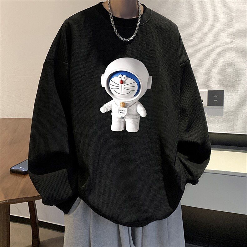 华夫格卫衣圆领卫衣男大码长袖t恤男外套 HW76233-P30加绒款-P40图片