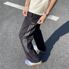 三条杠条纹裤子男夏美式速干工装裤vibe宽松直筒休闲裤K6521-P37，男装工装外套，星座412-2