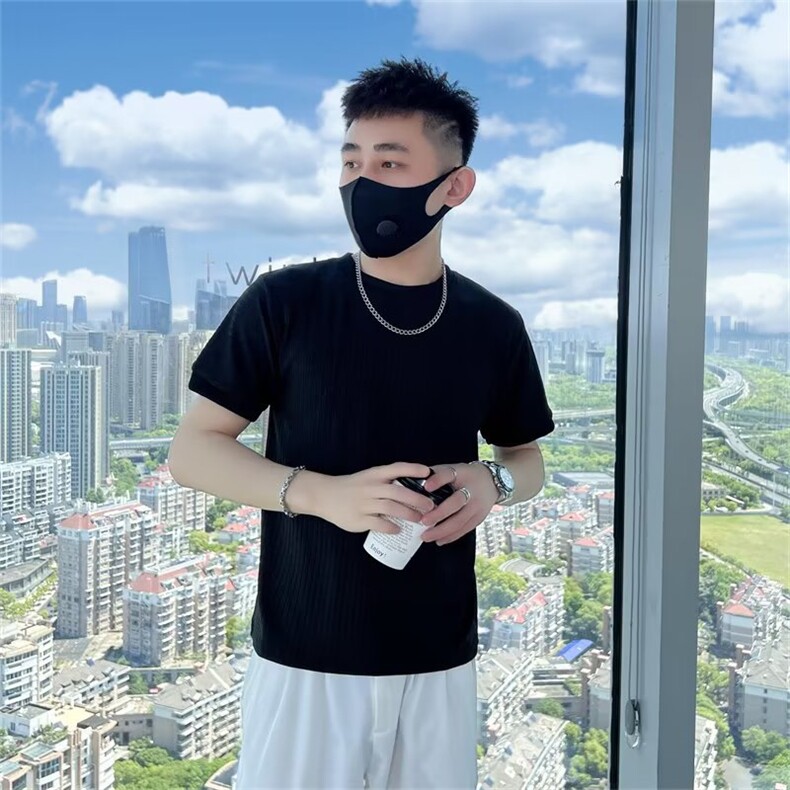 冰丝t恤男纯色短袖夏季痞帅设计感半袖2024新款男士体恤上衣T237,男装T恤,星座1116A-2（原606A-1）