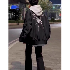 潮美式印花蜘蛛飞行棒球服拉链外套男女长袖立领上衣装J16，女装短外套，星座1116A（原606A-3）