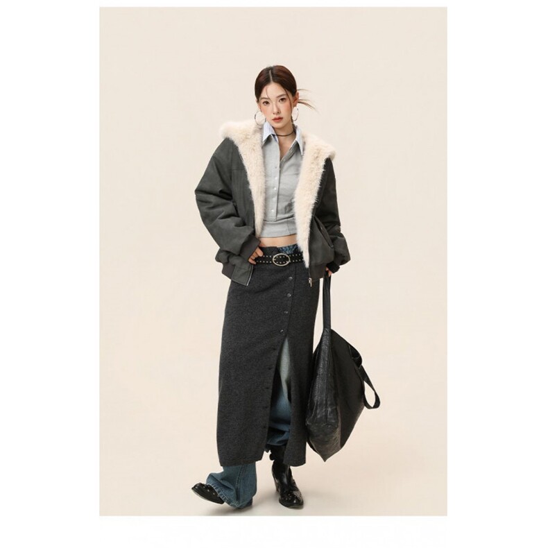 网图【座山雕毛绒毛领】冬季保暖拼接棉服pu皮夹棉夹克美式派克服,男装夹克,星座307A