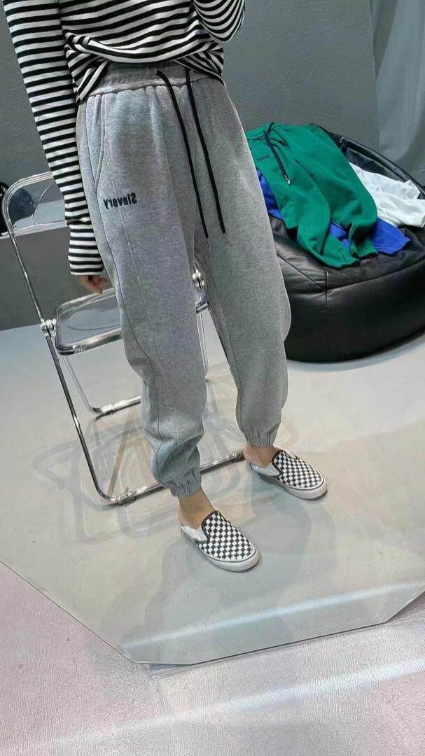 现货春装新款抽绳字母刺绣卫裤，女装休闲裤，AT(2F)