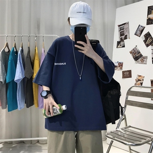 XZ115A-T06 200克纯棉男女字母印花大码S-5XL 10色T恤衫圆领半袖图片