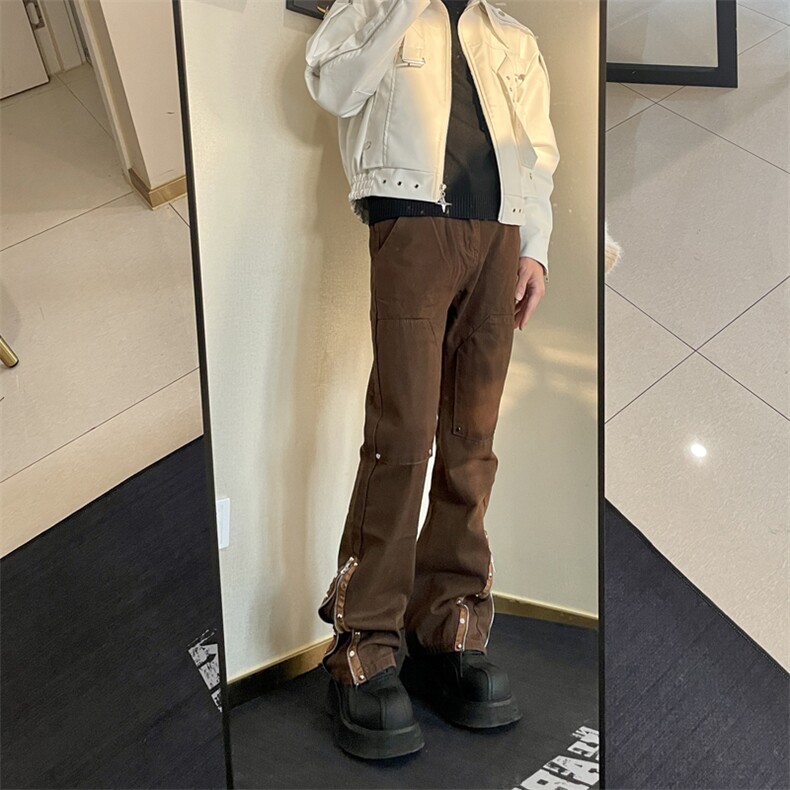 <自拍图>欧美高街时尚风裤子男小众设计感微喇BK121-P65,男装休闲裤,星座1109-4