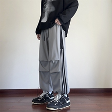 KP852P50港风宽松休闲裤直筒拖地裤拼接三条杠束脚裤卫裤，男装休闲裤，星座1204-3