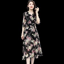 轻熟风碎花连衣裙女2024年春秋新款轻奢高级感气质收腰显瘦仙女裙图片
