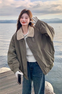 2025冬装新款毛绒翻领夹棉工装棉服7303-P195-K288图片