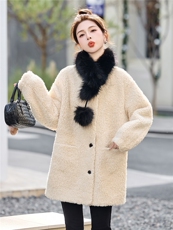 2026春秋冬新品羊羔毛绒外套皮毛一体气质显瘦加厚时尚上衣女大衣，女装羊羔毛/颗粒绒，意芙