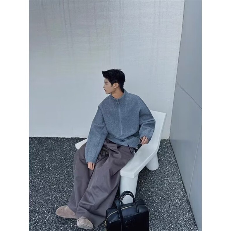 半拉链立领卫衣韩系设计感半高领纯色外套WY802-P65,女装短外套,星座208-5