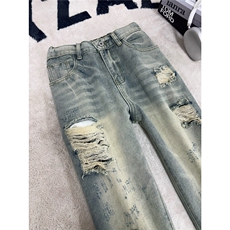 B221美式ins高街暗黑宽松直筒破洞牛仔裤LK25499-特P45控78，男装牛仔裤，电商B221