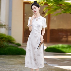 2024年夏季新中式改良旗袍连衣裙新款高级感收腰气质，女装连衣裙，蓝诺裳