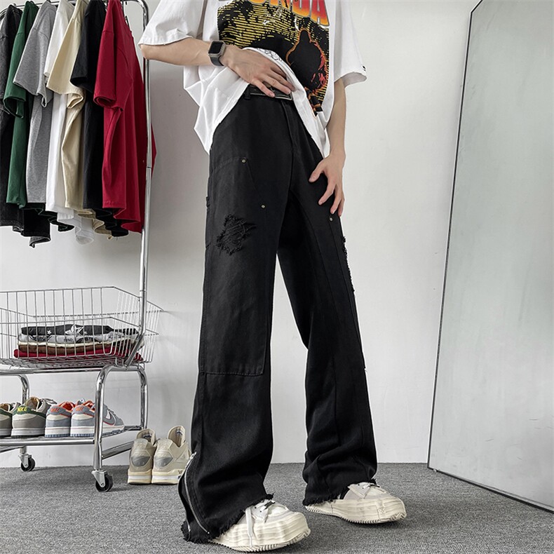 美式街头水洗做旧毛边牛仔裤男欧美高街vibe风长裤子N1062-P53,男装牛仔裤,星座308B-2