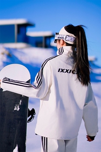 山系户外防水拼接条纹俩件套高级感男女同款滑雪服套装TZ031-P235图片