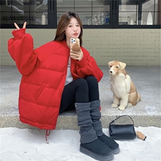 花边拼接白鸭绒棒球羽绒服女2025冬装保暖外套小个子跨年圣诞好看，女装羽绒服，艾米莉亚