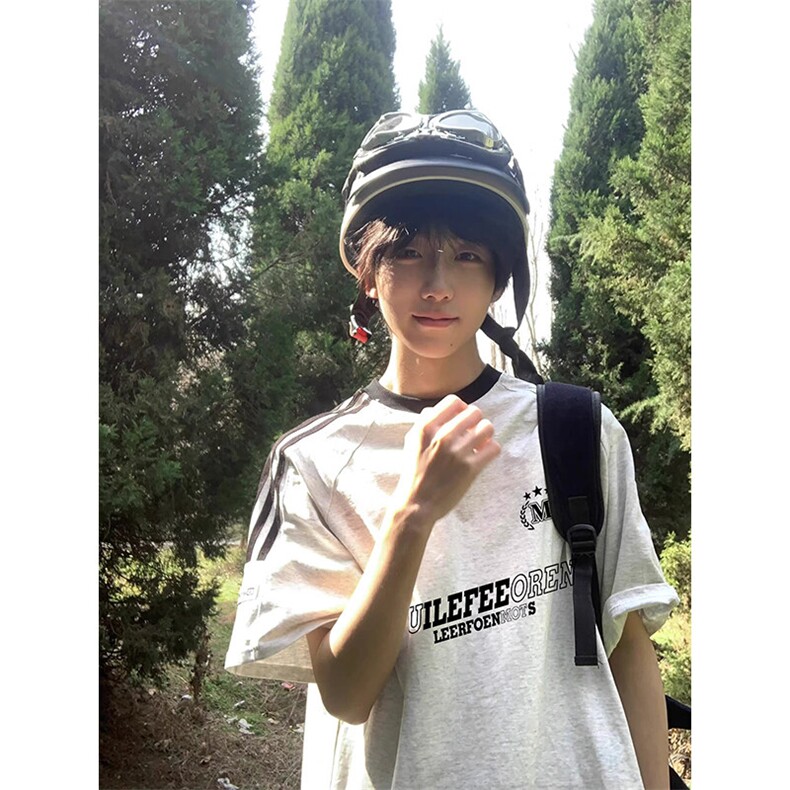 夏季美式高街重磅纯棉三条杠织带撞色男女短袖T恤ZD650-特P30,男装T恤,电商A486-1