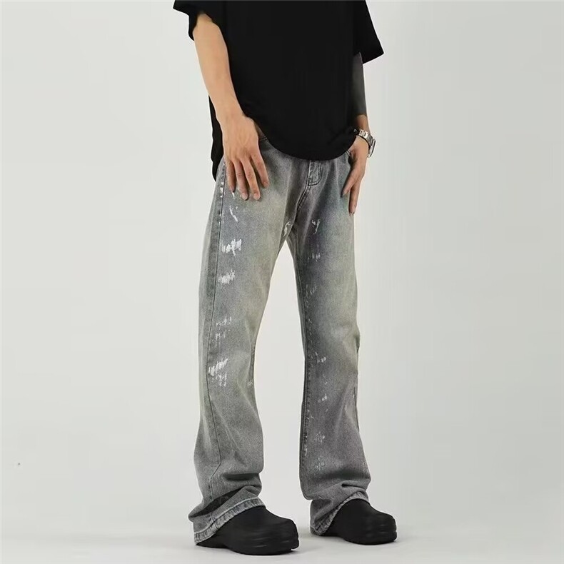 复古黄泥牛仔裤男女宽松直筒痞帅裤子美式高街潮牌K6079-P46网图，女装休闲裤，电商B245