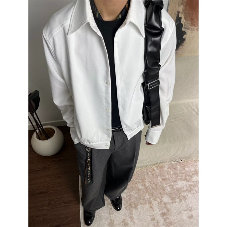 现货~cleanfit老钱风立体肩纯色长袖衬衫外套W1360/特P38,男装衬衫,电商B350