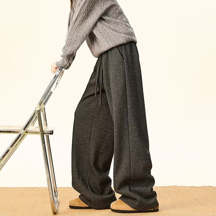 老钱风弯刀裤子男款潮流潮牌美式休闲阔腿裤宽松直筒男卫裤,男装休闲裤,星座715-4