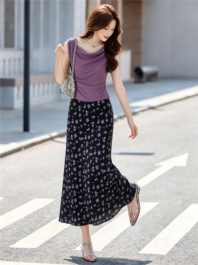巨好看漂亮两件套装女2026年夏季新款气质显瘦碎花上衣半裙一整套,女装套装/套裙,意芙