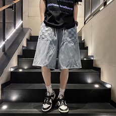 韩版潮流百搭五分裤直脚中腰男夏季新款水洗日系牛仔裤K6027-P35，男装牛仔裤，星座512-2